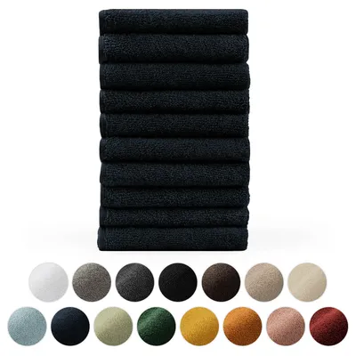 Immagine prodotto di Set di asciugamani in spugna premium Blumtal con asole per appendere - Cotone  Oeko-TEX, morbido, altamente assorbente - 10x asciugamani per ospiti (30x50 cm), blu scuro