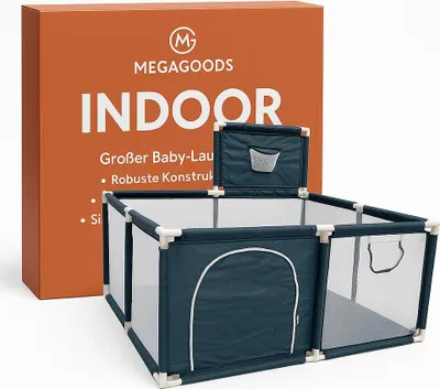Produktbild von Baby Laufstall groß Indoor Spielzaun mit Basketballkorb DE.