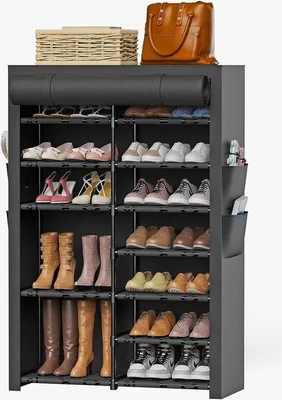Produktbild von Famanu Schuhschrank 7 Ebenen Schwarz - Stauraum für 28-35 Paare