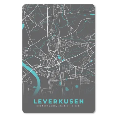 Produktbild von MuchoWow® Mauspad Mousepad Stadtplan - Karte - Leverkusen - Blau - Deutschland - Karte 18x27 cm - Mousepads - Maus Mat - Pad - Mausunterlage