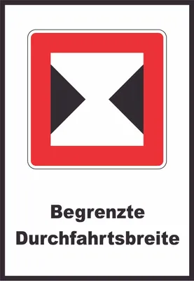 Produktbild von Begrenzte Fahrwasserbreite Durchfahrtsbreite begrenzt Symbol und Text A5 Rückseite selbstklebend