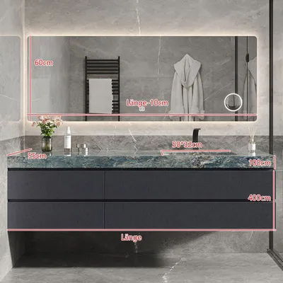 Produktbild von 360Home Waschbecken Waschtisch-Kommode-Kombination LED-Spiegel,Schrank grün 130*55cm