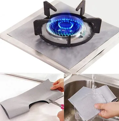 Produktbild von Gas Kochfeld Brenner Schutzmatte 27x27cm Schwarz 8x,Gas Kochfeld Schutzmatte für Gasherd, Gasbrenner, feuerfeste Unterlage