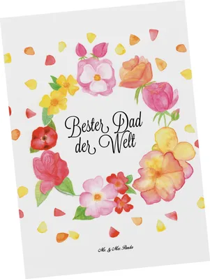 Produktbild von Mr. & Mrs. Panda Postkarte Dad - Weiß - Geschenk, Bester, Paps, Dankeschön, Papi, bildkarte, Ansichtskarte, Postkarten, Kleinigkeit, Ansichtskarten, Grußkarte