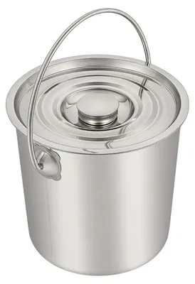 Image de Récipient en acier inoxydable de qualité alimentaire - Seau de 12 l avec couvercle - Rangement de cuisine et cuisine - Poignée antidérapante - Fond renforcé