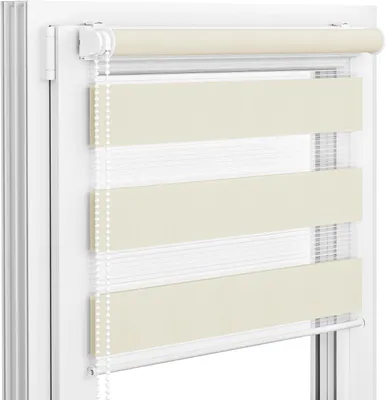 Produktbild von Klemmrollo ohne Bohren & mit Bohren für Fenster und Türen, Klemmfix  Rollo Fensterrollo Lichtdurchlässige/Verdunkelnde Streifen, 90 x 160 cm, Weiß