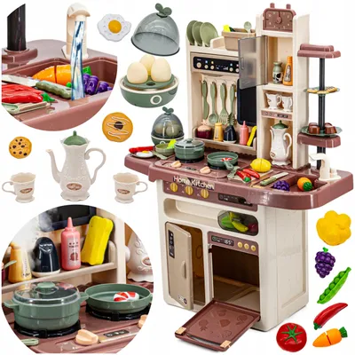 Produktbild von Kinderküche Set mit Backofen, Sound, Licht, Wasserpumpe, 65-teilig, 93 cm