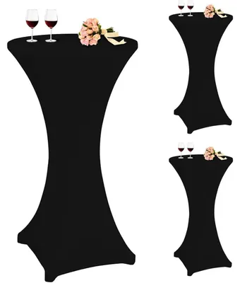 Productafbeelding van Rekbare tafelkleed, set van 3, zwart, diameter 60-65 cm, afmetingen 60x110 cm