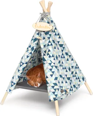 Produktbild von Outentin hundehöhle für kleine hunde und Haustier – Stylish Katzenbett höhle – Modische hundehütte indoor – Katzenzelt und cat house – viele Muster– Hunde und Katzen Tipi- 53x53x70cm - Dreiecke