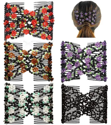 Image de Barrettes magiques, peignes magiques, barrettes à double élasticité pour cheveux épais/fins / DIY / Femmes / Filles (5 pièces)