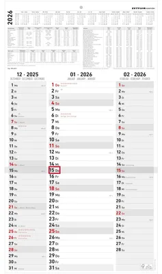 Produktbild von 3-Monatskalender Streifenplaner 2026 - Büro-Kalender 33x58,8