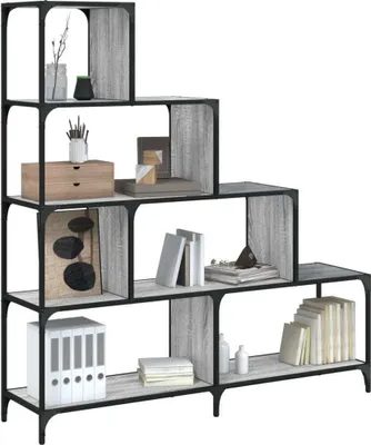 Image de Bibliothèque Exclusive - 4 étagères, gris Sonoma, 139 x 33,5 x 149 cm, panneaux de particules