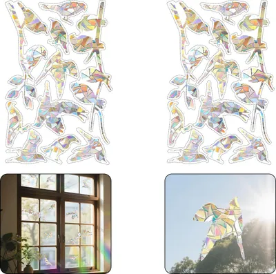 Produktbild von Fensteraufkleber zum Schutz vor Vogelschlag, Fensterfolie, regenbogenfarben, sonnenreflektierend, Vogelschutzaufkleber für meisten Glasoberflächen