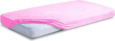 Productafbeelding van Frotteleen lakenset met elastiek, CLASSIC, 70x140x10 cm, roze