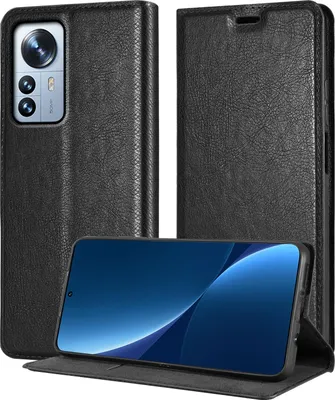 Produktbild von Cadorabo Hülle für Xiaomi 12 PRO in NACHT SCHWARZ Schutzhülle mit Magnetverschluss, Standfunktion und Kartenfach Flip Case Cover Etui Handy Klapp Hülle Book Tasche