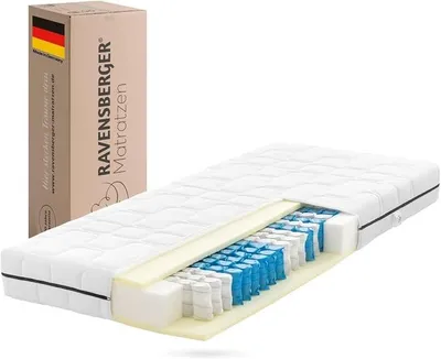 Productafbeelding van Tonnentasveer matrassen met orthopedische veren - Hardheidsgraad H3, medium - 180 x 200 cm, hoogte 19 cm - 7 zones - Gecertificeerd volgens ® Standard 100
