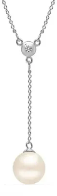 Productafbeelding van Bibei damesketting met parel en zirkonia, uitgevoerd in 925 sterling zilver, modelnummer BICLL019