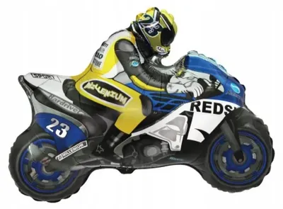 Imagen del producto de Globo de aluminio, diseño de motor azul y amarillo, 60 cm - Flexmetal