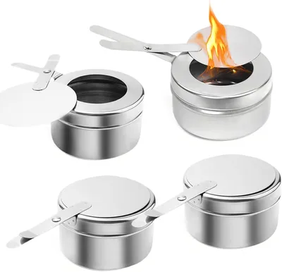 Produktbild von Fonduebrenner 4 Stücke, Edelstahl, mit Deckel, für Camping
