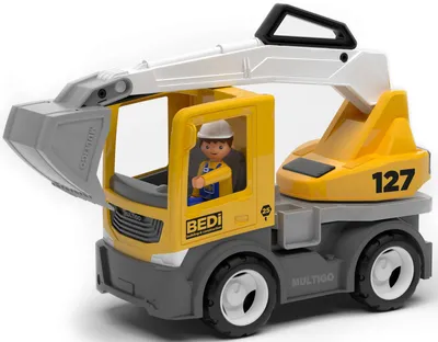 Produktbild von Multigo Schaufelbagger LKW Lastwagen mit Spielfigur Baustellen Fahrzeug +3J