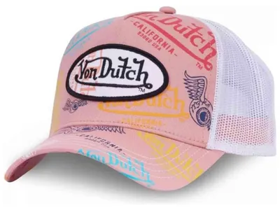 Produktbild von Von Dutch Originals Trucker Cap Allover GRAFITTI Logo Patch PinkPowder