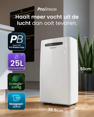 Productafbeelding van Luchtontvochtiger 25 L per Dag - Wit - 5,5 Liter Tank - Stil