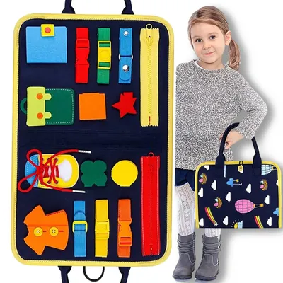 Produktbild von Montessori Busy Board Fühlbuch Lernspielzeug Sensorik Buch für Kinder Filzboard Motoriktafel Reisespielzeug Typ 2