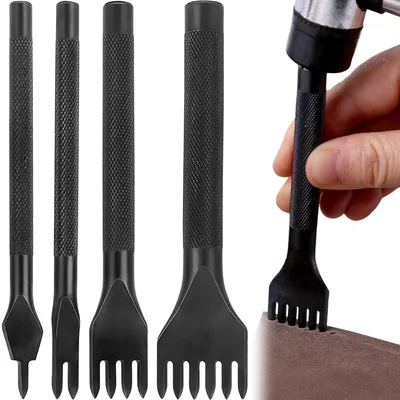 Leder-Lochwerkzeug-Set, 4-teilig, 1/2/4/6 Zinken, 4 mm
