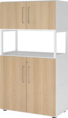 Produktbild von HAMMERBACHER Regalschrank FlexWall, VFW48K5RG/W/E/BS weiß, eiche 80,0 x 40,0 x 145,0 cm