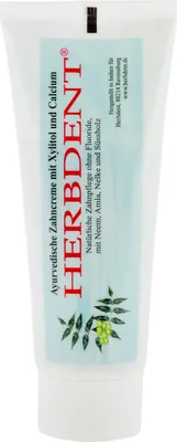 A tube of toothpaste on a white background.