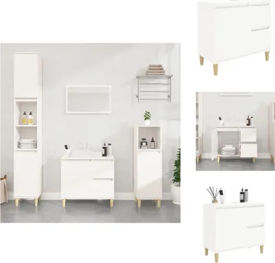 Produktbild von vidaXL Badschrank Weiß 65x33x60 cm Holzwerkstoff -  Badezimmermöbel-Sets