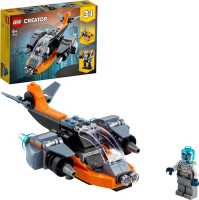 Produktbild von LEGO 31111 Creator 3-in-1 Cyber-Drohne - Cyber-Mech - Hoverbike, Set mit Roboter-Minifigur, Weltraum-Spielzeug aus Bausteinen für Kinder ab 6 Jahre