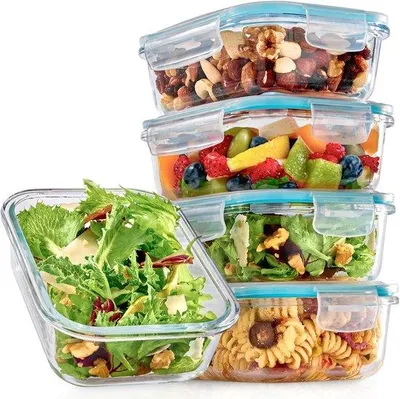 Produktbild von Famanu Glas Lebensmittelaufbewahrungsbehälter mit Deckel - Set von 4, 500 ml, stapelbar & luftdicht