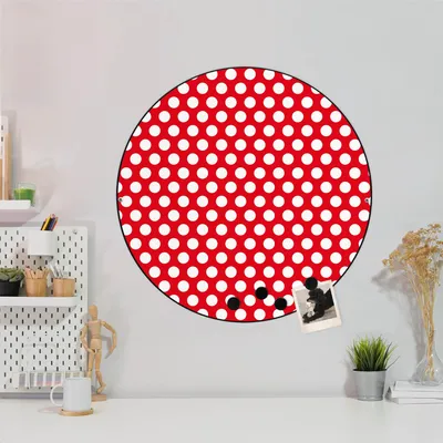 Produktbild von Design Stahlmagnettafel Schwarz Rund 47cm Punkte Rot