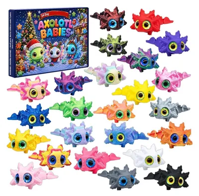 Produktbild von Adventskalender mit Axolotl – 3D-gedruckt und beweglich