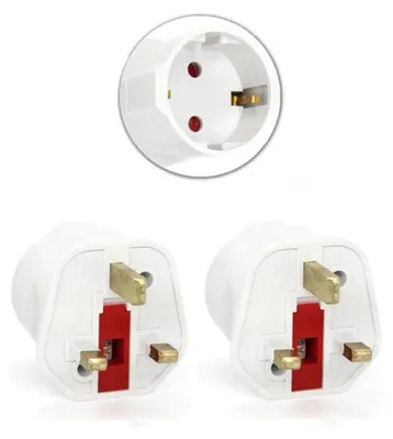 Productafbeelding van Reisstekker EU-Engeland/Ierland - Type C/E/F naar G - Geaard - 2.5A - 600W - Wit - 2 stuks