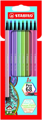 Produktbild von STABILO Pen 68, 8 Farben, Gemischte Farben, Rundspitze, 1 mm, Gemischte Farben, Hexagonal