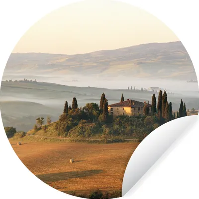 Produktbild von MuchoWow® Runde Wandtattoo - Wandsticker Tapete Aufkleber Toskana - Landschaft - Italien Ø 100 cm Selbstklebend und Repositionierbar - Wandaufkleber - Kreis - Tapetenkreis - Wandbild rund - Schlafzimmerdekoration - Wanddeko - runde Tapete - Kunst für zu Hause