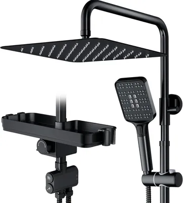 Produktbild von Duschsäule - Duschset - Regendusche - Duschpaneel - Duscharmatur - Matte Schwarz
