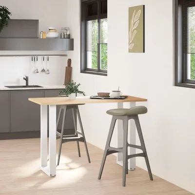 Image de vidaXL Pieds de table de bar en U 2 pcs. Blanc 50x(90-91) cm Acier