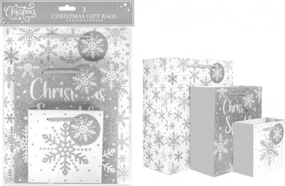 Produktbild von Glitzernde Schneeflocken Geschenktüten 3-teilig