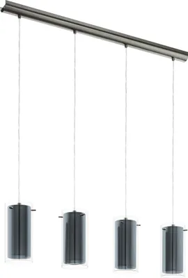 Produktbild von EGLO Hängelampe Pinto Textil, 4-flammige Pendelleuchte Esstisch, Hängeleuchte aus Metall in nickel-matt, Esszimmerlampe, E27, 94,5 cm