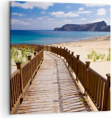Produktbild von Bild auf Leinwand - Leinwandbild - Ozean Strand Sand Ufer - 50x50cm - Wand Bild - Wanddeko - Leinwanddruck - Bilder - Kunstdruck - Wanddekoration - Leinwand bilder - Wandkunst - AC50x50-2544
