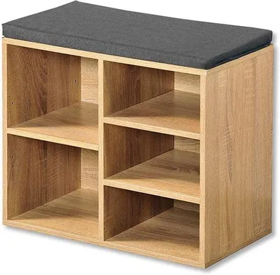 Produktbild von Famanu Schuhschrank mit Sitzkissen - Holz Aufbewahrungslösung 51,5 x 29,5 x 48 cm