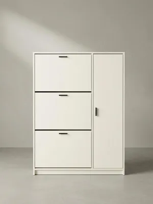 Produktbild von Schuhschrank Weiß 90x120x24 cm Schuhkipper Geschlossen, Schuhkommode Modern, Flurschrank mit Ablage, Schuhaufbewahrung Flurkommode für Schuhe Hoch