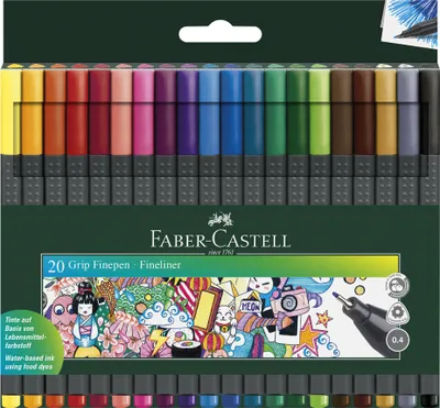 Zdjęcie produktu dla FABER-CASTELL fineliner GRIP FINEPEN pudełko 20 szt
