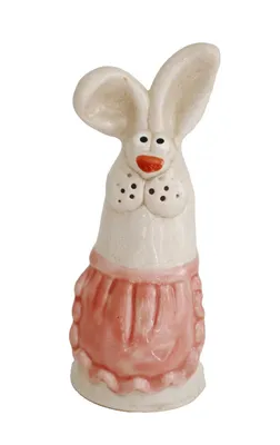 Produktbild von Gartenstecker Zaunhocker Hase Frau Keramik Garten Deko Skulptur Figur Objekt