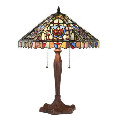 Produktbild von Clayre & Eef Tiffany Tischlampe Ø 47x60 cm Beige Blau Glas
