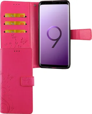 Produktbild von Samsung Galaxy S9+ Plus Handy Hülle Schutz-Tasche Cover Flip-Case Kartenfach Pink