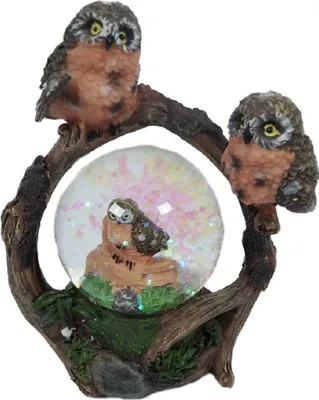 Produktbild von Glitzerkugel Eulen 10 cm, Greifvögel Eule Vogel Schneekugel Tier Tiere Schneekugeln